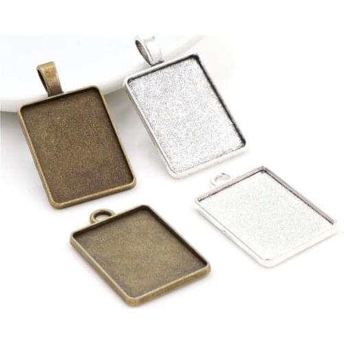 New Fashion 6pcs 18x25mm Inner Size 4 Style Rectangle Cabochon Base Setting Charms Pendant,Fit 18*25mm Square Glass Cabochons