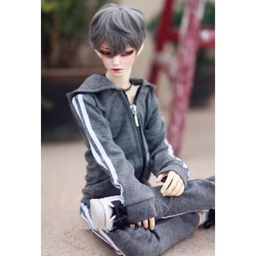 BJD doll clothes sports suit gray color for 1/3 1/4 BJD SD DD Uncle doll accessories coat and pants with 2 white strips
