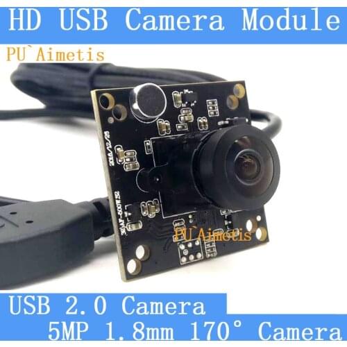 32*32mm Industry Surveillance camera HD 5MP 1.8mm 170degree wide-angle Linux UVC notebook computer USB camera module With audio