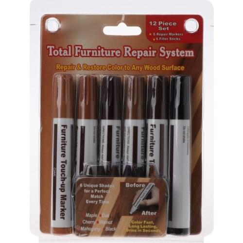 Drop Ship Wood Repair System Kit Filler Sticks Touch Up Marker Floor Furniture Scratch Fix
