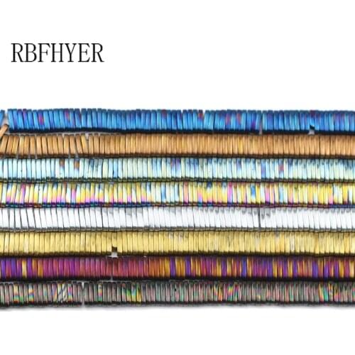 RBFHYER Blue,Green,Purple,Gold Natural Hematite Stone Two hole 5x1mm rectangle Loose Beads For bracelets Jewelry Making Diy