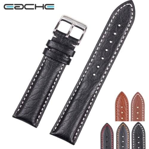 EACHE 20mm 22mm High Quality Watchband Rugged Vintage Genuine Leather Watchband Retro Cowhide Leather Straps With Pin Buckle
