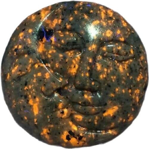 Hand carved flame natural stone crystal yooperlight carving Sun and moon face for decoration
