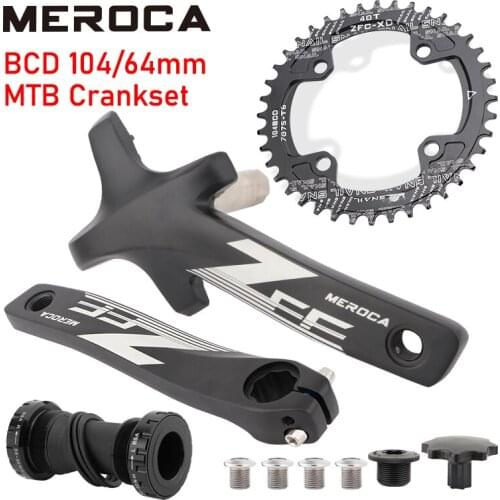 MEROCA 104 BCD MTB Crankset 32/34/36/38/40/42T Hollow one-piece Sprocket Crank 170/172/175mm Mountain Bike Crankset