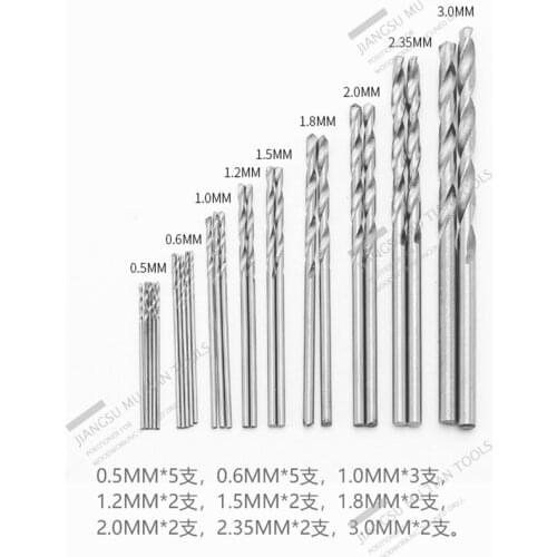 0.5-3mm Twist Drill Bit Miniature Straight Shank Twist Drill Mini Drill Set Drilling Tools