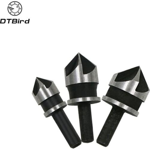 3Pcs 90 Degree 1/4 Hex Shank Countersink Drill Bit 5 Flute 12-19mm Woodworking Counter Sink Chamfering Debur Tool Set DT6