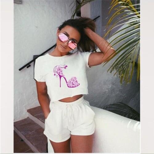 Woman Pink Flower High Heels Iron on Heat Transfer Printing Thermal Patches Stickers Washable for Clothes T-shirts DIY Appliques