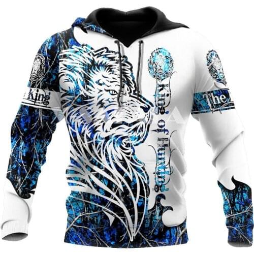 Lion The King of Hunting 3D Full Print Size Hoodie Man Women Harajuku Outwear Zipper Pullover Sweatshirt Unisex-2