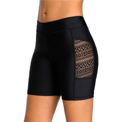High Waisted Retro Bathing Suit Underwear Women Shorts Lace Board Short Swimsuit Bottom Swimwear Quick Dry Swimming Shorts Boxer