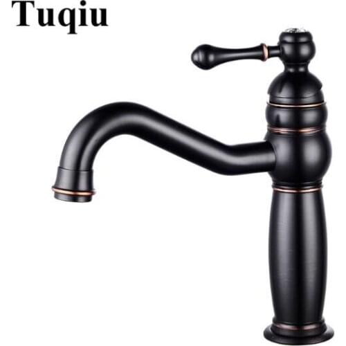 Vidric Fashion brass Basin Faucet hot and cold Water Faucet single lever black oil Brushed bathroom sink faucet basin tap