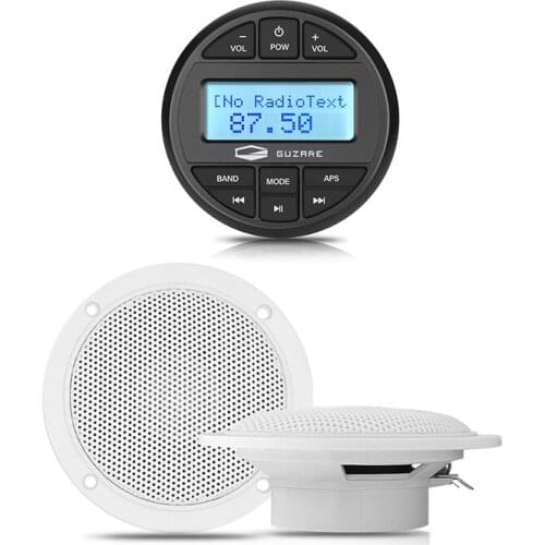 Waterproof Marine Stereo Bluetooth Radio Audio Boat Media Receiver FM AM MP3 Player+4inch Marine Speaker For RV Yacht Motorcycl