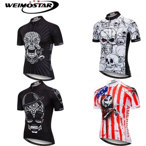 Weimostar Top Skull Men Cycling Jersey mtb shirt maillot ciclismo downhill jersey Short Sleeve Cycling Clothing Wear