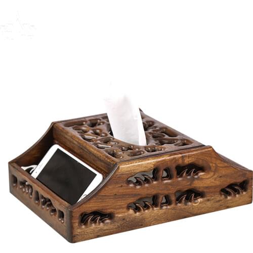 NEWYEARNEW Wood Tissue Box Storage Box Exquisite Nation Arts and Crafts Decoration Home Decoration Wedding Gift