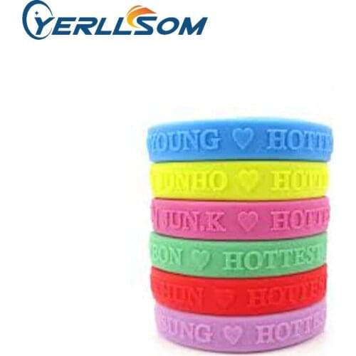 YERLLSOM 300pcs high quality rubber silicone bracelets with embossed writing for promotional gifts S050703