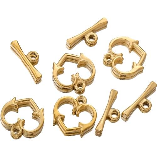 4 Sets Gold Stainless Steel Heart OT Clasps HookToggle Clasps Connectors for Bracelet Necklace Clasp DIY Jewelry Making Supplies