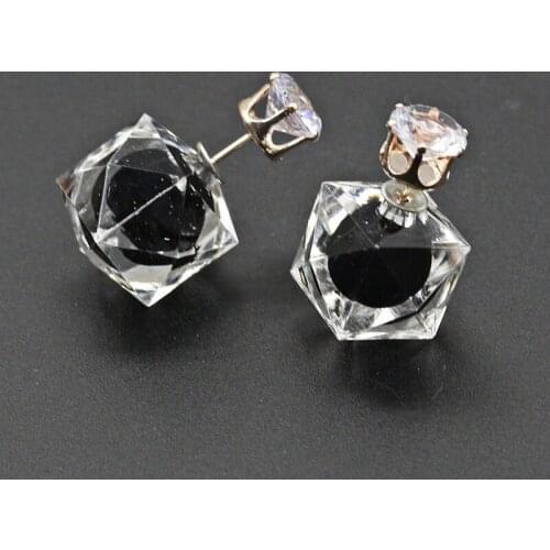 Fashion Golden Crown Stitch Clear Crystal Cubic Candy 7 Colors Bubble Stud Earrings Women piercing Jewelry