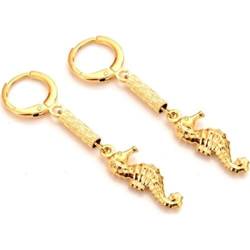 Gold drop Earring cute starfish fan shell seahorse For Women Birthday Gift Trendy GoldEngagement Wedding Bands Promise Earring