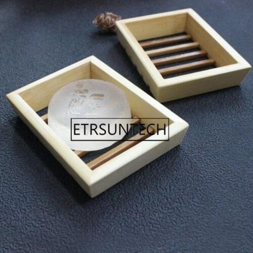 100pcs Natural Bamboo Soap Dishes Tray Holder Storage Soap Rack Plate Box Container Portable Bathroom Soap Dish Storage Box