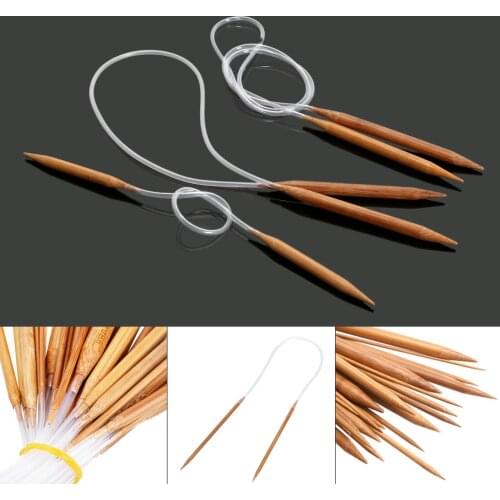 18pcs/set Crochets Kit Circular Carbonized Bamboo Knitting Needles 40cm Soft Tube Weaving Sewing Tools 18sizes 2mm-10mm Handmade
