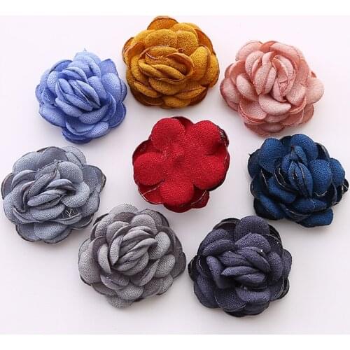 2.5CM Small Muti layer burned edge Puff Rose Flowers Bridal Wedding Floral Applique Hair Accessories