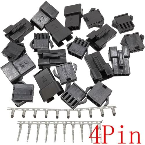20Set/lot Pitch 2.54mm 4Pin JST SM Male Plug and Female Jack Housing Plastic Shell with Metal Terminals Crimp Wire Connector