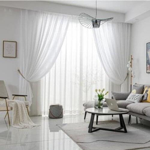 2021 White Tulle Blackout Curtains For Living Room шторы фатин Para Salon Cortinas Rideau Modern Nordic Minimalist Retro Country
