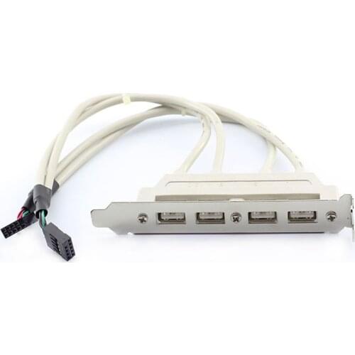 4 Port USB 2.0 to 9 Pin Motherboard Header Bracket Extension Cable for Computer Rear Panel Bracket 9Pin Adapter 30CM Cable