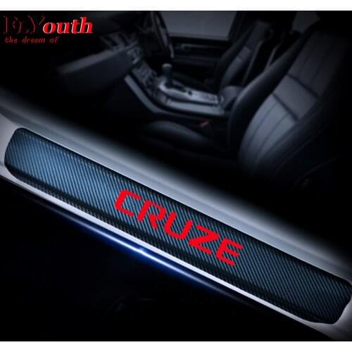 For Chevrolet CRUZE Car Accessories Car Door Sill Scuff Plate Door Step Protectors 4D Carbon fiber vinyl sticker Auto Parts 4PCS