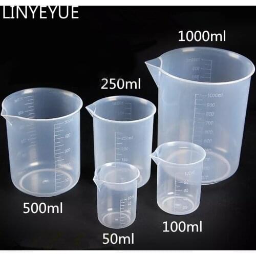 5 pieces/set Plastic Beaker Food Grade PP Measuring Cup Turnable Spatula Laboratory Equipment