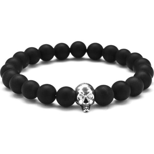 6pcs Natural stone 8mm round beads bracelet lava rock white turquoises Skull bracelet Healing Amulet for jewelry hand making