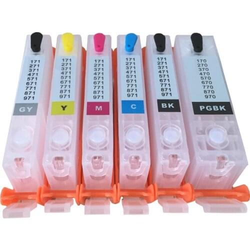 6 Colors for Canon PGI-170 CLI-171 170 171 Refillable Ink Cartridge for Canon PIXMA MG7710 MG6810 MG5710 Printer With ARC Chips