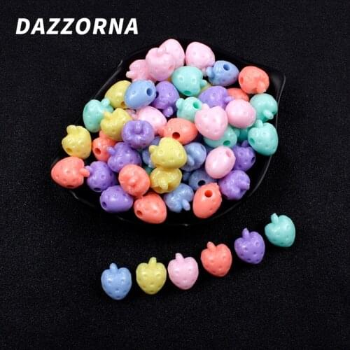 30/60/90Pcs/lot 13mm Strawberry Acrylic Beads Candy Colors Loose Beads for Diy Jewelry Making Necklace Bracelet Accesories