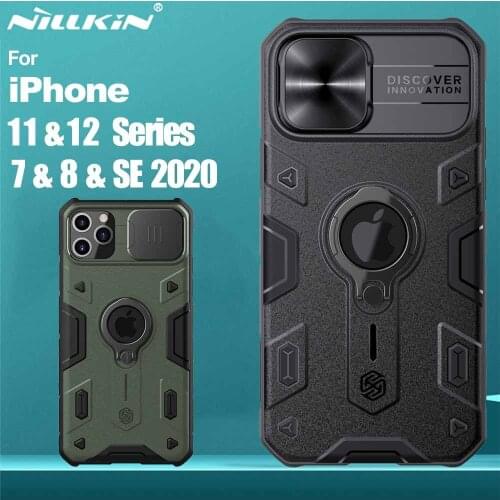 For iPhone 12 11 Pro Max Mini 7 8 SE 2020 Case NILLKIN CamShield Armor Cases for iPhone 11 Pro Max Cover With Ring Kickstand