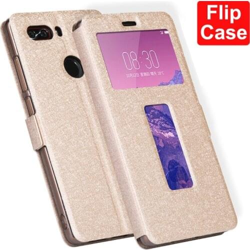 Open window capa For ZTE Nubia Z17S Case NX595J Cover PU Leather case Flip back Cover For ZTE Nubia Z17 S shell phone coque bags