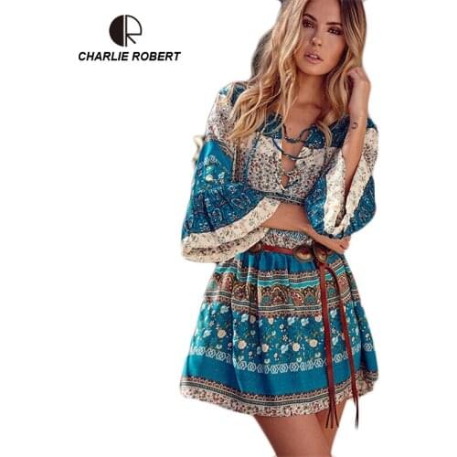 CR 2019 New Summer Dress Sexy Floral Beach Dress Printed Bandage Vestido Plus Size Dresses For Women Drop Shipping