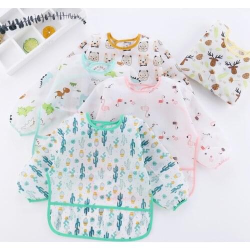 Baby Bib Waterproof Apron Smock for Kids Cartoon Burp Cloths Saliva Cloth Cute Children Stuff Chest Protection Feeding Bib Apron