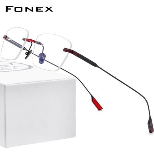FONEX Titanium Glasses Frame Men 2021 New Women Rimless Prescription Square Eyeglasses Frameless Myopia Optical Eyewear F85643