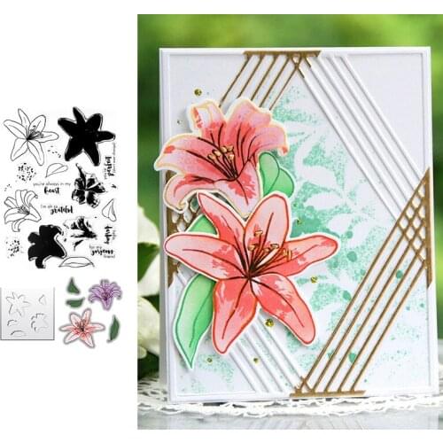 Inky Lily Flower Metal Cutting Dies and Stamps Stencil DIY Scrapbooking Card Paper Cards Handmade Album Stamp Die Sheets New