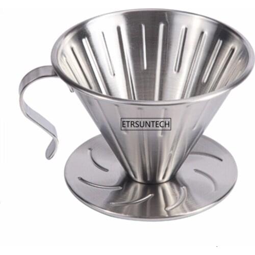 Stainless Steel Coffee Dripper Coffee Drip Filter Cup Permanent Pour Over Coffee Maker with Separate Stand for 1-4 Cup