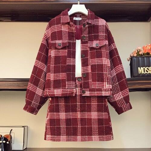 High Quality Jacket Suits 2020 New Plaid A-line Skirts 2 Piece Set Fashion women two piece outfits ol year-old female costume
