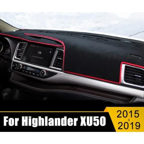 For Toyota Highlander Kluger XU50 2015-2019 2020 Car Dashboard Cover Avoid Light Pad Instrument Panel Mat Carpets Accessories