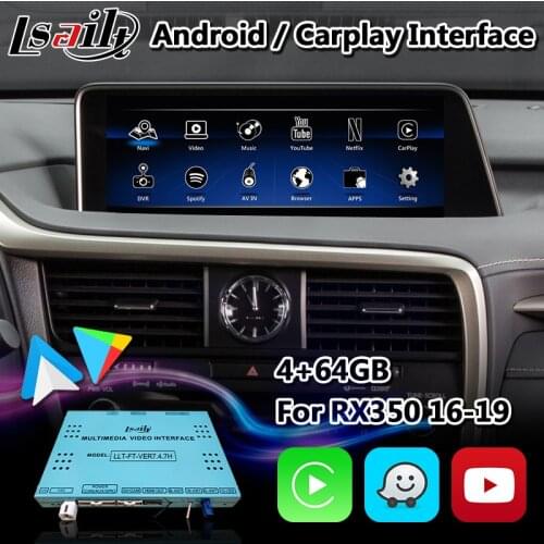 Lsailt Android Carplay Interface for Lexus RX350 RX450h RX200T RX 2013-2019 Mouse Control Multimedia Video GPS Navigation System