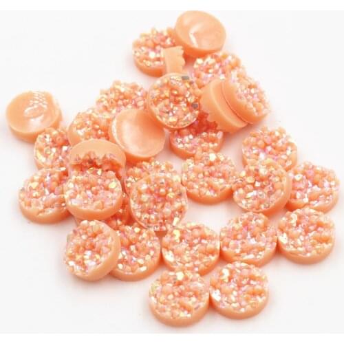 Fashion 40pcs 8mm 10mm 12mm Light peach AB Colors Natural ore Style Flat back Resin Cabochons For Bracelet Earrings accessories