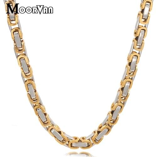 Moorvan NECKLACES Length 55cm 6mm classical byzantine box men chain man stainless steel metal gothic style necklaces