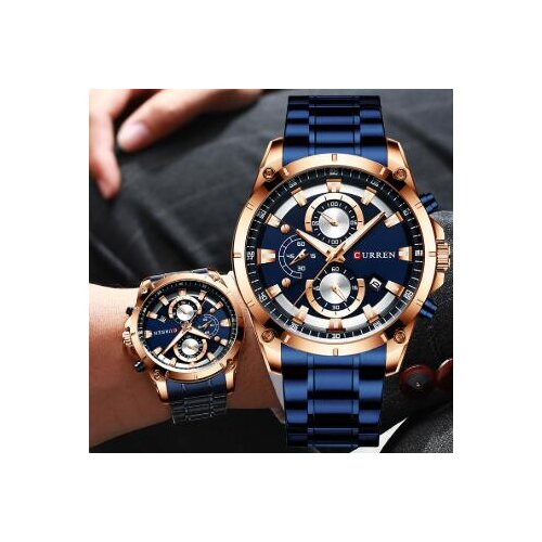 Curren Men Watch 2019 New Stylish Business Quartz Watch Blue Steel Band Military Sport Chronograph Clocks Relogio Masculino