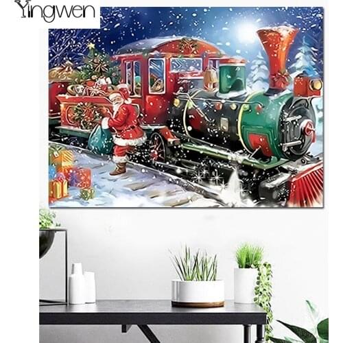 Santa Claus 5D DIY Diamond Painting Cross Stitch Kits Needlework Full Diamond Embroidery Mosaic Christmas Home Decor Gift Train