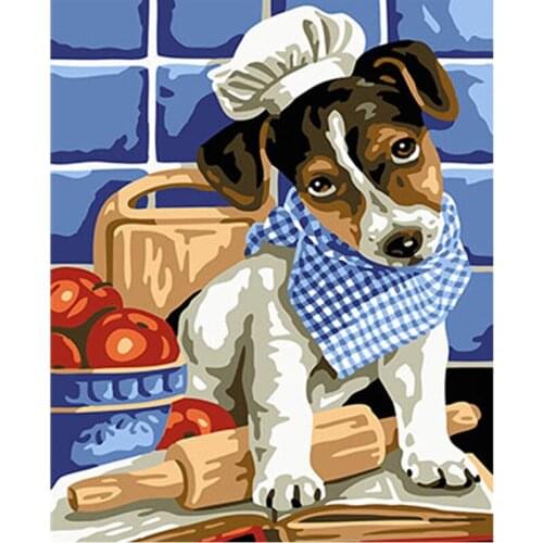 Paintmake Pet dog DIY Paint By Numbers Animal Oil Painting On Canvas For Home Art Decoration Paintings For Kids Adult