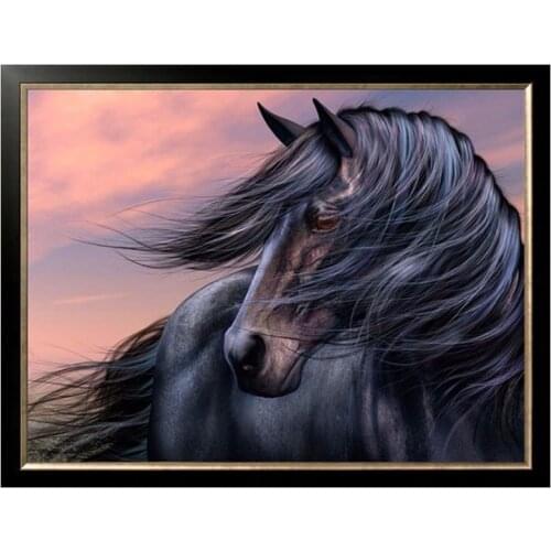 Golden Panno,Needlework,DIY DMC Cross stitch,Sets For Embroidery kit 14ct unprinted cotton thread Black horse Cross-Stitching