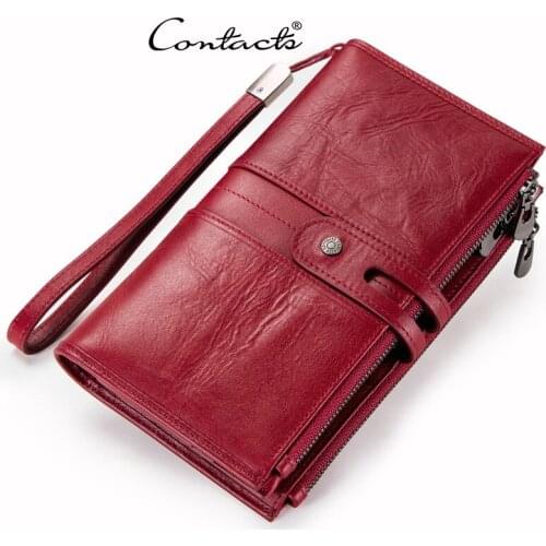Genuine Leather Wallet Womens Hand Bag Head Layer Cowhide Handbags Multi-function Large Capacity Mobile Phone Bag