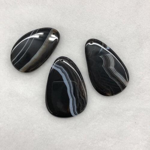 Wholesale10pcs Black Banded Agat e Gem Pendant,For Gem Stone Jewelry Necklace,Approx 50mm